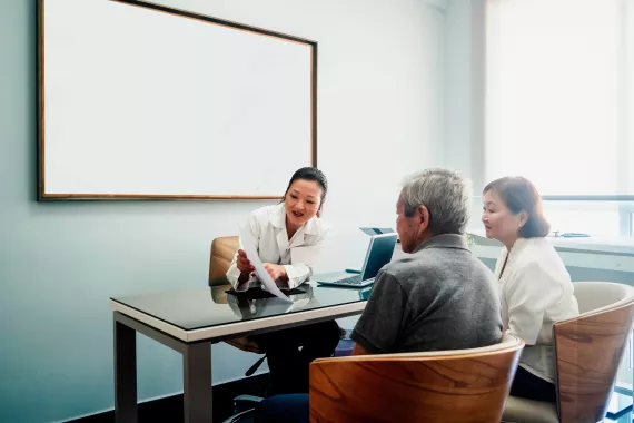 Doctor discusses results with patients